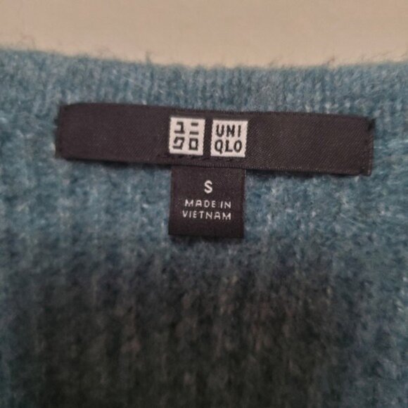 Uniqlo Sweater Teal Blue Green Oversized High Low Hem Unisex - Picture 7 of 9